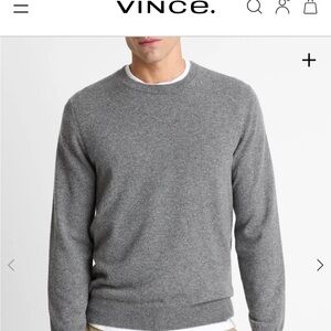 Vince 100% Cashmere Crewneck Men's Sweater S Light Ash Gray